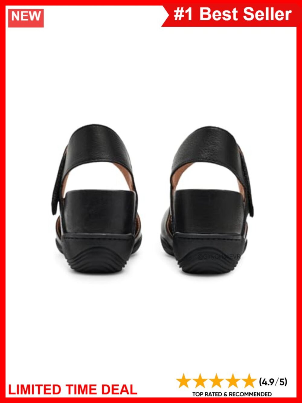 Jambu Nia Leather Wedge Sandals Hook-and-Loop Casual Comfort - Picture 6 of 6